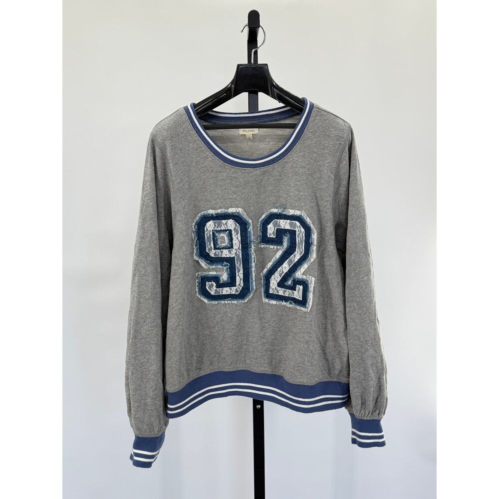 Anthropologie Pilcro Pinny M Sweatshirt 92 Embroidered Varsity Collegiate - Picture 2 of 7